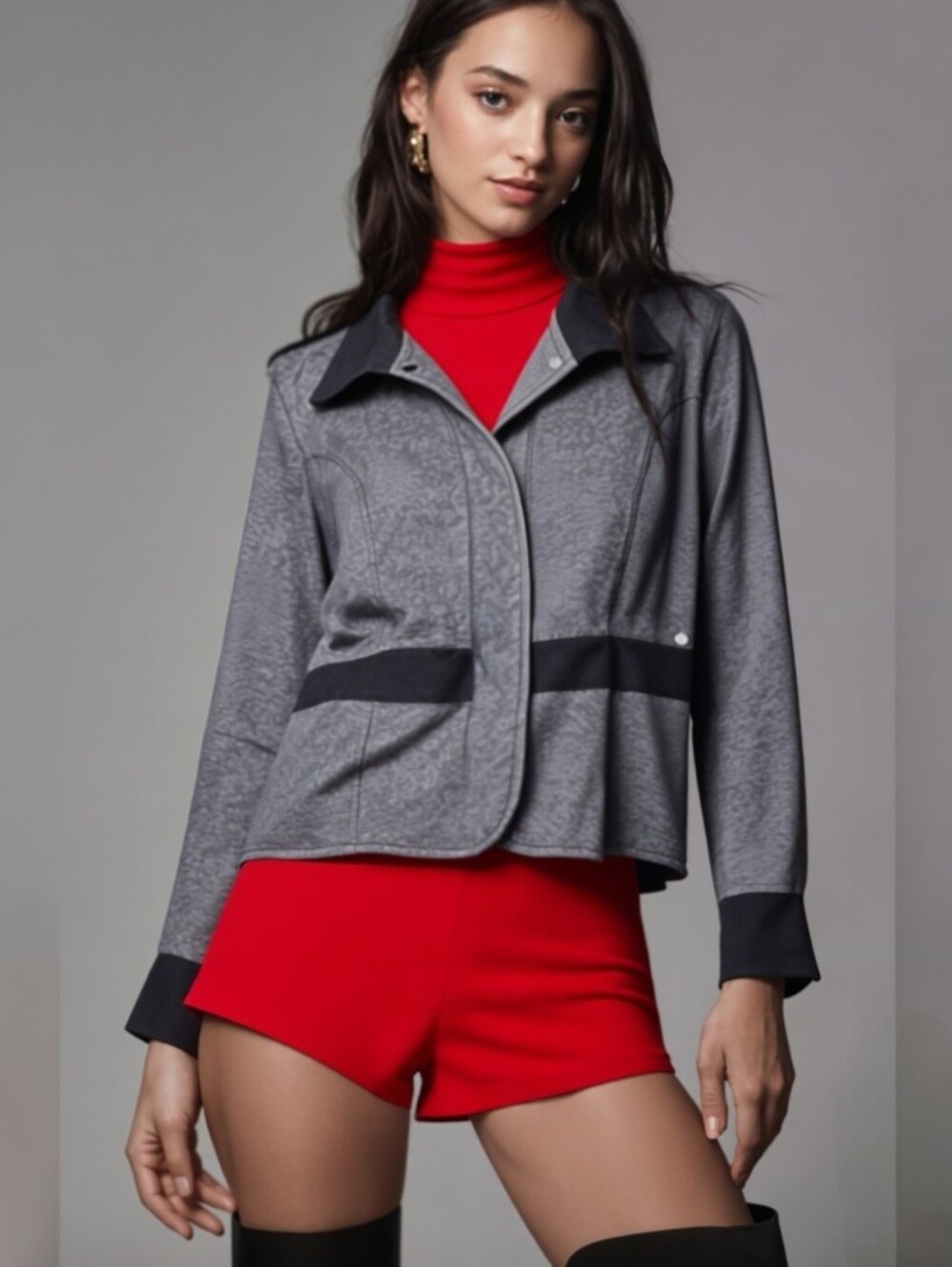 Guess Charcoal and Black Fleece Jacket